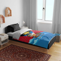 Antigua and Barbuda Christmas Bedding Set with Santa Sailboat Island Flag and Tropical Gift Design - Wonder Print Shop