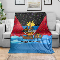 Antigua and Barbuda Christmas Blanket with Santa Sailboat Island Flag and Tropical Gift Design - Wonder Print Shop