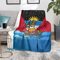 Antigua and Barbuda Christmas Blanket with Santa Sailboat Island Flag and Tropical Gift Design - Wonder Print Shop