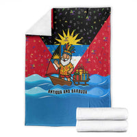 Antigua and Barbuda Christmas Blanket with Santa Sailboat Island Flag and Tropical Gift Design - Wonder Print Shop