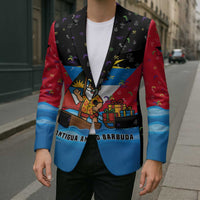 Antigua and Barbuda Christmas Blazer with Santa Sailboat Island Flag and Tropical Gift Design - Wonder Print Shop