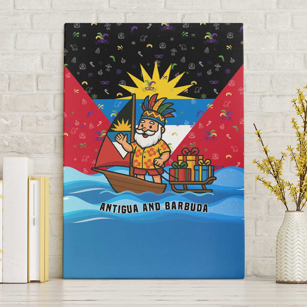 Antigua and Barbuda Christmas Canvas Wall Art with Santa Sailboat Island Flag and Tropical Gift Design - Wonder Print Shop