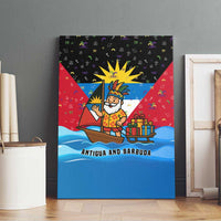 Antigua and Barbuda Christmas Canvas Wall Art with Santa Sailboat Island Flag and Tropical Gift Design - Wonder Print Shop