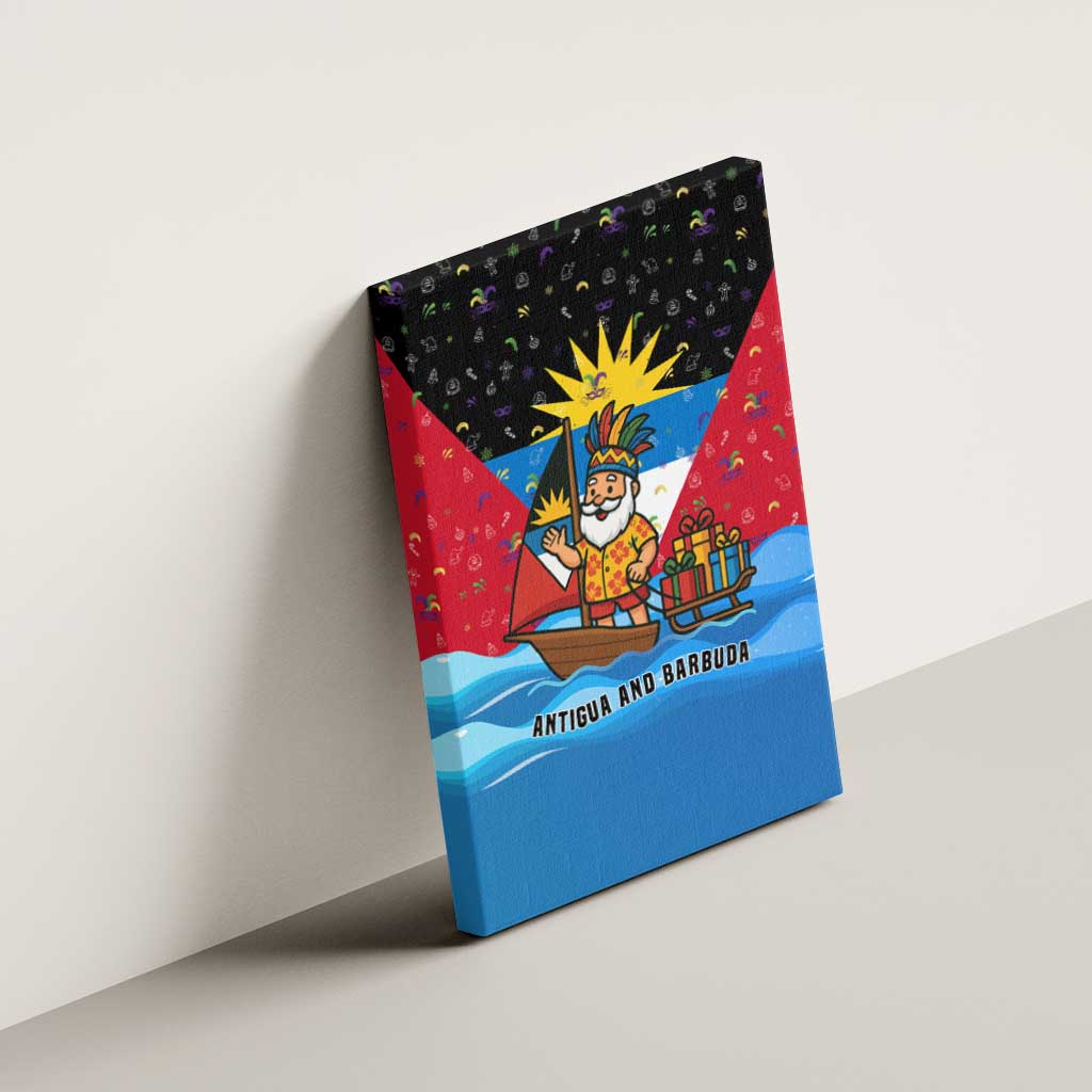 Antigua and Barbuda Christmas Canvas Wall Art with Santa Sailboat Island Flag and Tropical Gift Design - Wonder Print Shop