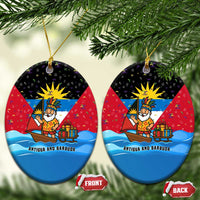 Antigua and Barbuda Christmas Ceramic Ornament with Santa Sailboat Island Flag and Tropical Gift Design - Wonder Print Shop