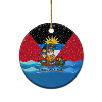 Antigua and Barbuda Christmas Ceramic Ornament with Santa Sailboat Island Flag and Tropical Gift Design - Wonder Print Shop