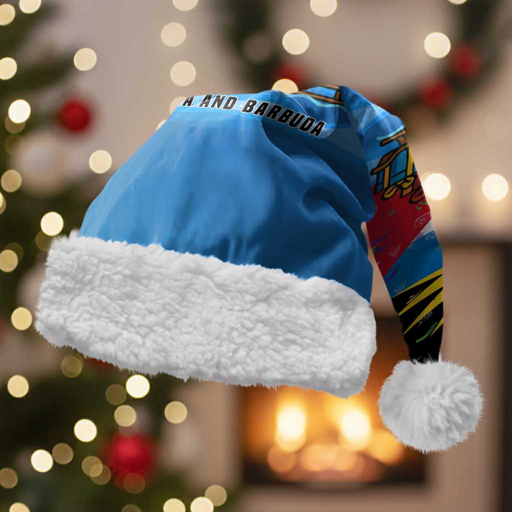Antigua and Barbuda Christmas Santa Hat with Santa Sailboat Island Flag and Tropical Gift Design - Wonder Print Shop