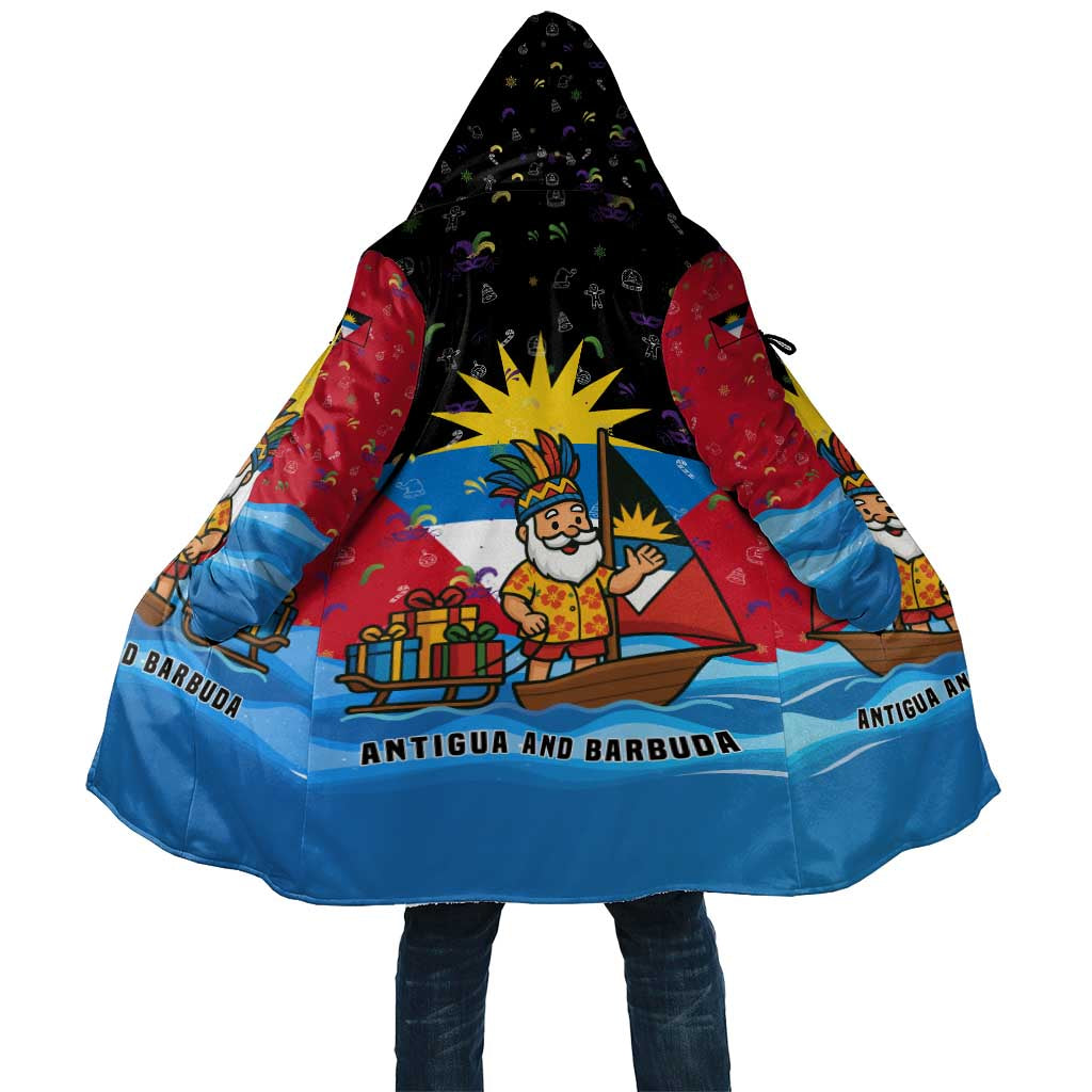 Antigua and Barbuda Christmas Cloak with Santa Sailboat Island Flag and Tropical Gift Design - Wonder Print Shop