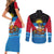 Antigua and Barbuda Christmas Couples Matching Short Sleeve Bodycon Dress and Long Sleeve Button Shirt with Santa Sailboat Island Flag and Tropical Gift Design - Wonder Print Shop