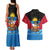 Antigua and Barbuda Christmas Couples Matching Tank Maxi Dress and Hawaiian Shirt with Santa Sailboat Island Flag and Tropical Gift Design - Wonder Print Shop