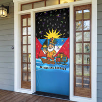 Antigua and Barbuda Christmas Door Cover with Santa Sailboat Island Flag and Tropical Gift Design - Wonder Print Shop