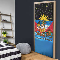 Antigua and Barbuda Christmas Door Cover with Santa Sailboat Island Flag and Tropical Gift Design - Wonder Print Shop