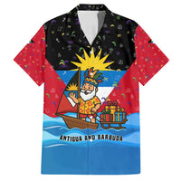 Antigua and Barbuda Christmas Family Matching Long Sleeve Bodycon Dress and Hawaiian Shirt with Santa Sailboat Island Flag and Tropical Gift Design - Wonder Print Shop