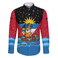 Antigua and Barbuda Christmas Family Matching Long Sleeve Bodycon Dress and Hawaiian Shirt with Santa Sailboat Island Flag and Tropical Gift Design - Wonder Print Shop