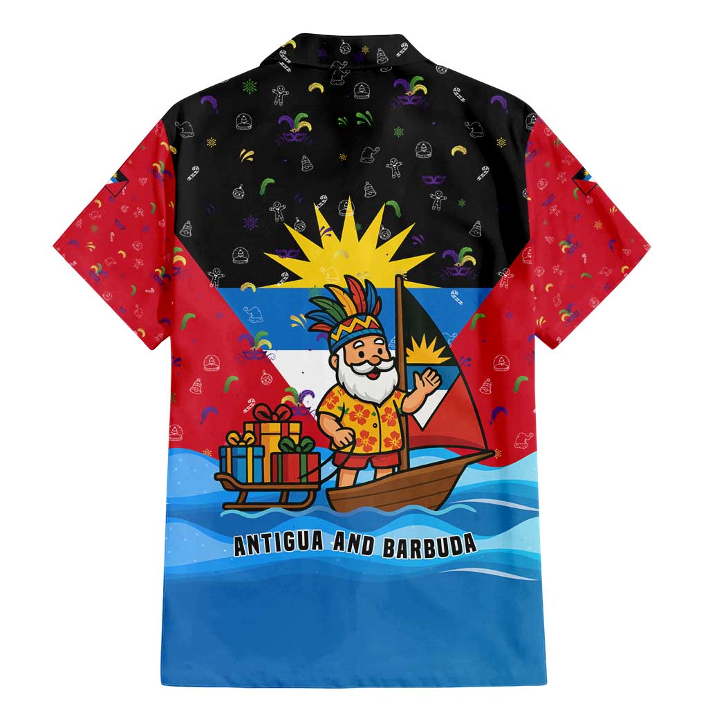 Antigua and Barbuda Christmas Family Matching Mermaid Dress and Hawaiian Shirt with Santa Sailboat Island Flag and Tropical Gift Design - Wonder Print Shop