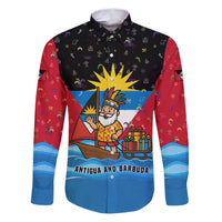 Antigua and Barbuda Christmas Family Matching Puletasi and Hawaiian Shirt with Santa Sailboat Island Flag and Tropical Gift Design - Wonder Print Shop