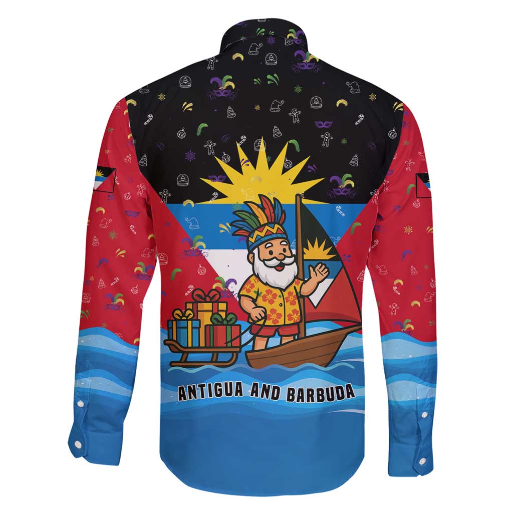 Antigua and Barbuda Christmas Family Matching Short Sleeve Bodycon Dress and Hawaiian Shirt with Santa Sailboat Island Flag and Tropical Gift Design - Wonder Print Shop