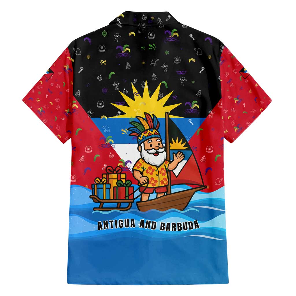 Antigua and Barbuda Christmas Family Matching Tank Maxi Dress and Hawaiian Shirt with Santa Sailboat Island Flag and Tropical Gift Design - Wonder Print Shop