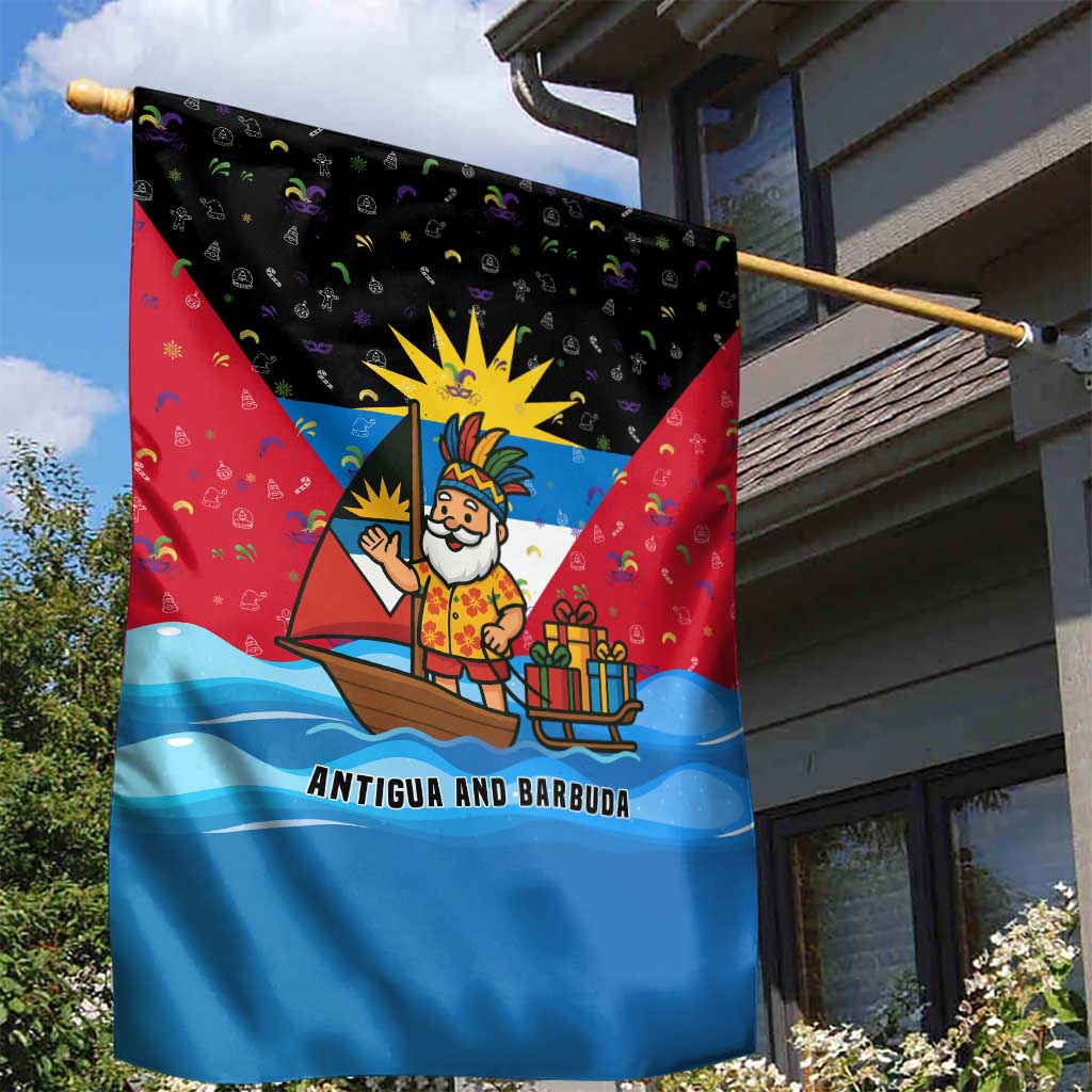 Antigua and Barbuda Christmas Garden Flag with Santa Sailboat Island Flag and Tropical Gift Design - Wonder Print Shop