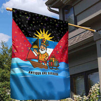 Antigua and Barbuda Christmas Garden Flag with Santa Sailboat Island Flag and Tropical Gift Design - Wonder Print Shop