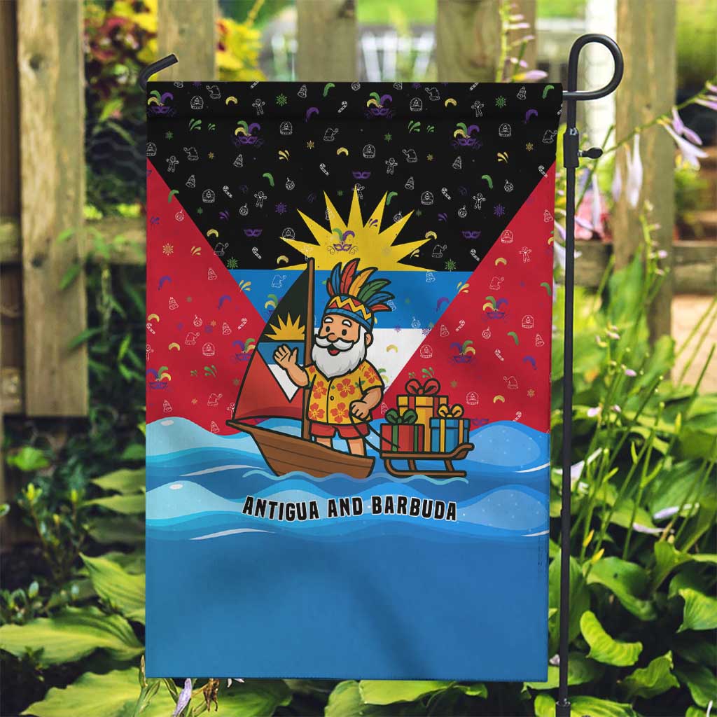Antigua and Barbuda Christmas Garden Flag with Santa Sailboat Island Flag and Tropical Gift Design - Wonder Print Shop