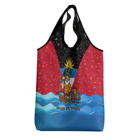 Antigua and Barbuda Christmas Grocery Bag with Santa Sailboat Island Flag and Tropical Gift Design - Wonder Print Shop