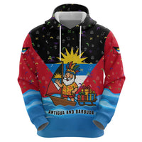 Antigua and Barbuda Christmas Hoodie with Santa Sailboat Island Flag and Tropical Gift Design - Wonder Print Shop