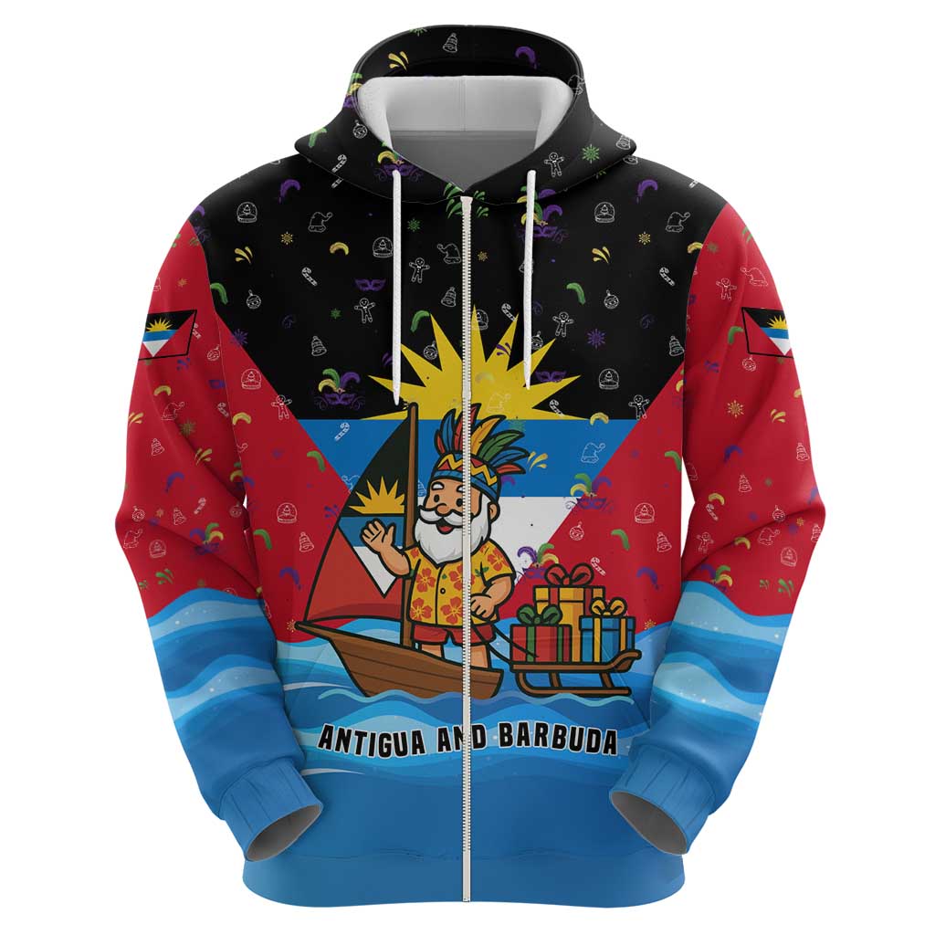 Antigua and Barbuda Christmas Hoodie with Santa Sailboat Island Flag and Tropical Gift Design - Wonder Print Shop