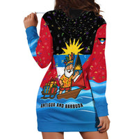 Antigua and Barbuda Christmas Hoodie Dress with Santa Sailboat Island Flag and Tropical Gift Design - Wonder Print Shop