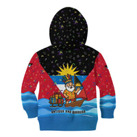 Antigua and Barbuda Christmas Kid Hoodie with Santa Sailboat Island Flag and Tropical Gift Design - Wonder Print Shop