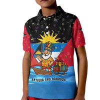 Antigua and Barbuda Christmas Kid Polo Shirt with Santa Sailboat Island Flag and Tropical Gift Design - Wonder Print Shop