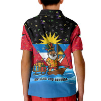 Antigua and Barbuda Christmas Kid Polo Shirt with Santa Sailboat Island Flag and Tropical Gift Design - Wonder Print Shop