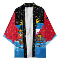 Antigua and Barbuda Christmas Kimono with Santa Sailboat Island Flag and Tropical Gift Design - Wonder Print Shop