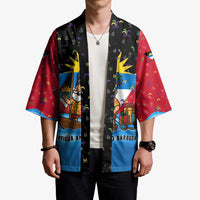 Antigua and Barbuda Christmas Kimono with Santa Sailboat Island Flag and Tropical Gift Design - Wonder Print Shop