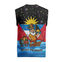 Antigua and Barbuda Christmas Knitted V-Neck Vest with Santa Sailboat Island Flag and Tropical Gift Design - Wonder Print Shop