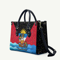Antigua and Barbuda Christmas Leather Bag with Santa Sailboat Island Flag and Tropical Gift Design - Wonder Print Shop