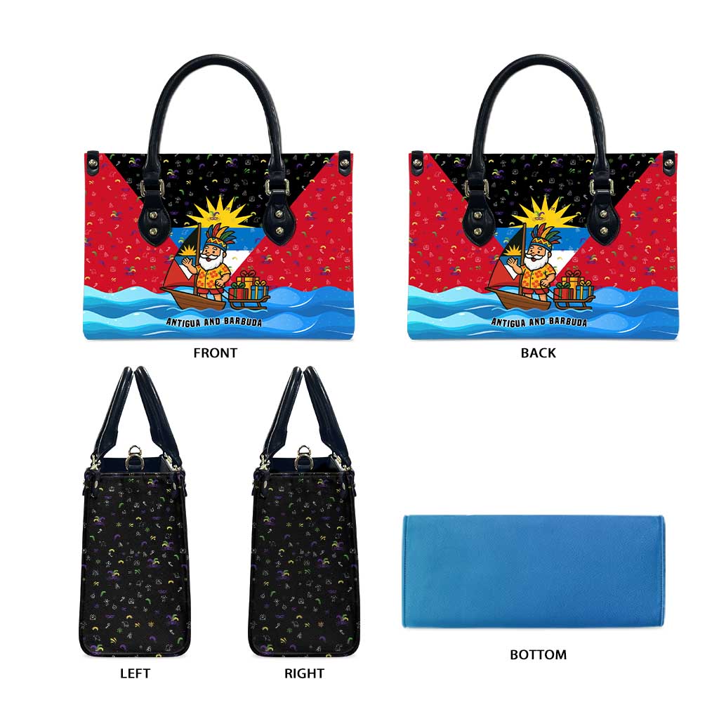Antigua and Barbuda Christmas Leather Bag with Santa Sailboat Island Flag and Tropical Gift Design - Wonder Print Shop
