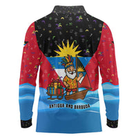 Antigua and Barbuda Christmas Long Sleeve Polo Shirt with Santa Sailboat Island Flag and Tropical Gift Design - Wonder Print Shop