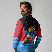 Antigua and Barbuda Christmas Long Sleeve Polo Shirt with Santa Sailboat Island Flag and Tropical Gift Design - Wonder Print Shop