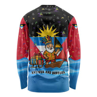 Antigua and Barbuda Christmas Long Sleeve Shirt with Santa Sailboat Island Flag and Tropical Gift Design - Wonder Print Shop