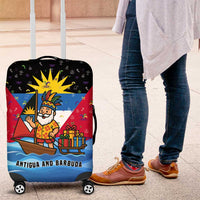 Antigua and Barbuda Christmas Luggage Cover with Santa Sailboat Island Flag and Tropical Gift Design - Wonder Print Shop