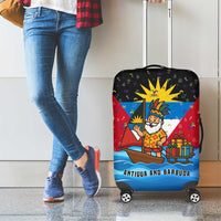 Antigua and Barbuda Christmas Luggage Cover with Santa Sailboat Island Flag and Tropical Gift Design - Wonder Print Shop