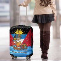 Antigua and Barbuda Christmas Luggage Cover with Santa Sailboat Island Flag and Tropical Gift Design - Wonder Print Shop