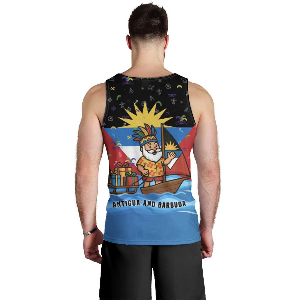 Antigua and Barbuda Christmas Men Tank Top with Santa Sailboat Island Flag and Tropical Gift Design - Wonder Print Shop