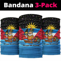 Antigua and Barbuda Christmas Neck Gaiter with Santa Sailboat Island Flag and Tropical Gift Design - Wonder Print Shop