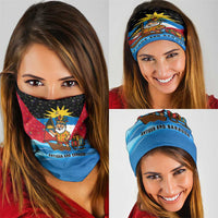 Antigua and Barbuda Christmas Neck Gaiter with Santa Sailboat Island Flag and Tropical Gift Design - Wonder Print Shop