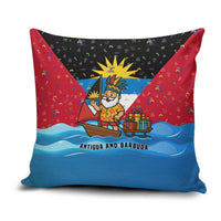 Antigua and Barbuda Christmas Pillow Cover with Santa Sailboat Island Flag and Tropical Gift Design - Wonder Print Shop