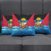 Antigua and Barbuda Christmas Pillow Cover with Santa Sailboat Island Flag and Tropical Gift Design - Wonder Print Shop