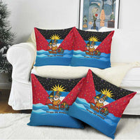 Antigua and Barbuda Christmas Pillow Cover with Santa Sailboat Island Flag and Tropical Gift Design - Wonder Print Shop