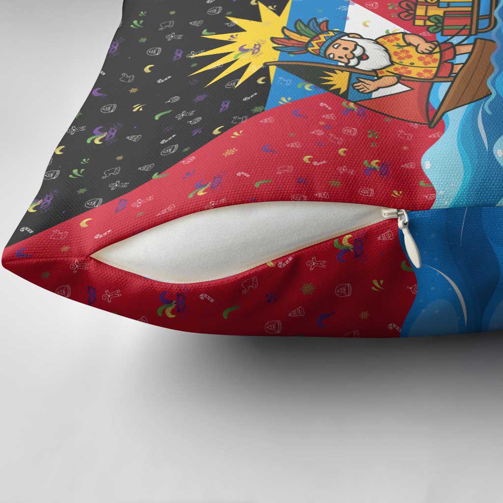 Antigua and Barbuda Christmas Pillow Cover with Santa Sailboat Island Flag and Tropical Gift Design - Wonder Print Shop